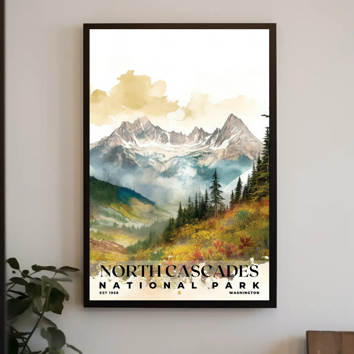North Cascades Watercolor Wall Art Poster