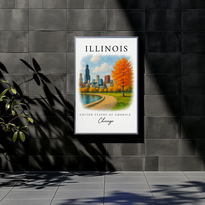 Illinois, Chicago Signature Series Vintage Travel Poster