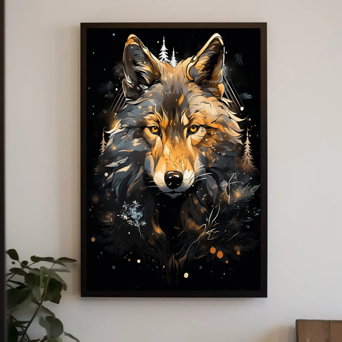 Wolf's Majesty Roars: Stylized Animal Poster