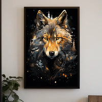 Wolf's Majesty Roars: Stylized Animal Poster