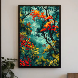 Vibrant Forest Scene William Morris Art Poster