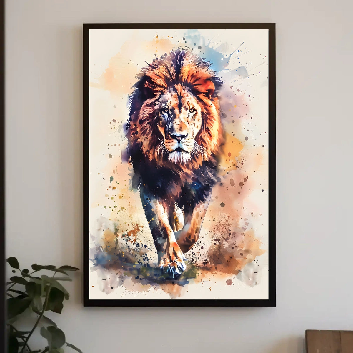 Majestic Lion in Watercolor Poster