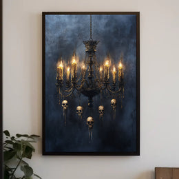 Gothic Chandelier Of Skulls Poster