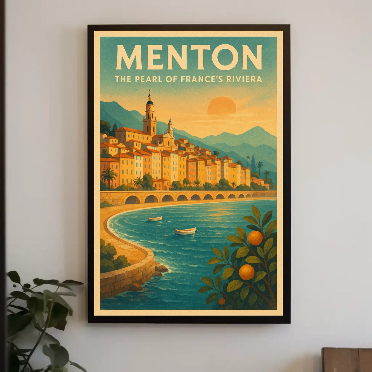 Menton Riviera Vintage Travel Poster: Coastal Elegance