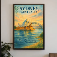 Sydney's Iconic Landmarks Vintage Travel Poster