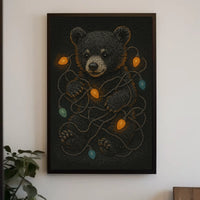 Festive Bear With Lights Poster