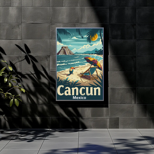 Vintage Travel Poster - Cancun Mexico Tropical Paradise