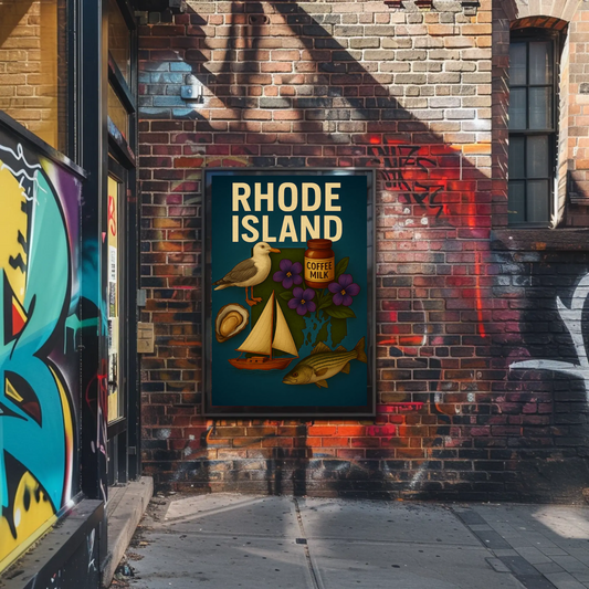 Rhode Island Icons Coffee Milk Sailboat State Pride Travel Poster Travel Poster