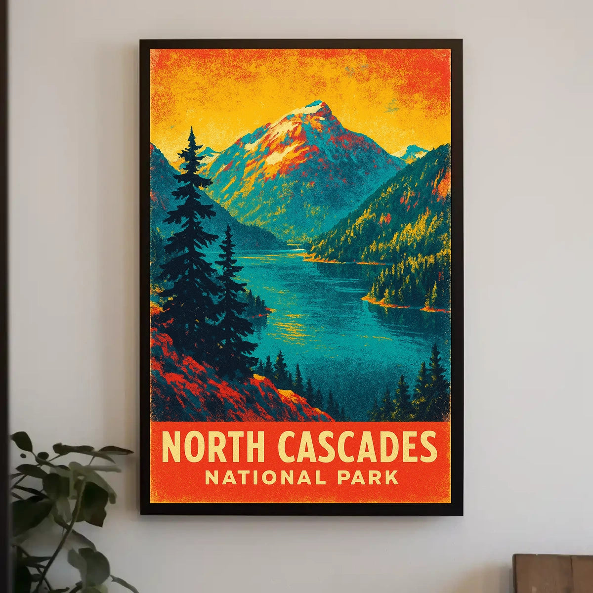 North Cascades Sunrise Adventure Vintage Poster