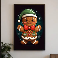 Cheerful Gingerbread Elf Holiday Poster for Christmas