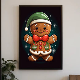 Cheerful Gingerbread Elf Holiday Poster for Christmas