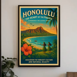 Honolulu Vintage Travel Poster Aloha Spirit Adventure
