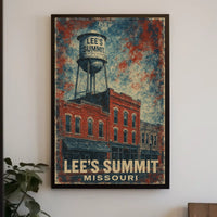 Lees Summit Water Tower Cultural Heritage Retro 80s Folk Art Vintage Missouri Community Pride Poster