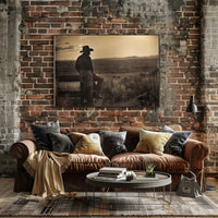 Cowboy's Sunset Reflection: Vintage Western Art Print