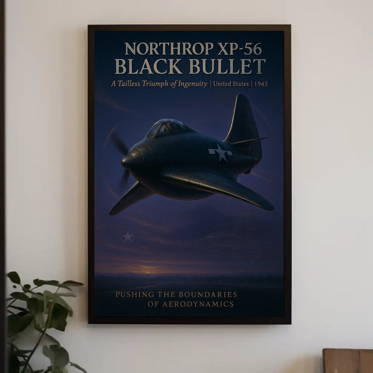Northrop XP-56 1943 Aircraft Historical or Presidential Poster