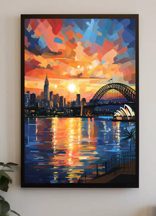 Sydney Sunset Over Iconic Landmarks Travel Poster