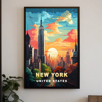 New York City Urban Skyline Poster Modern Wall Art