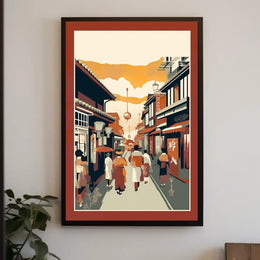 Strolling Through a Traditional Street Scene Poster