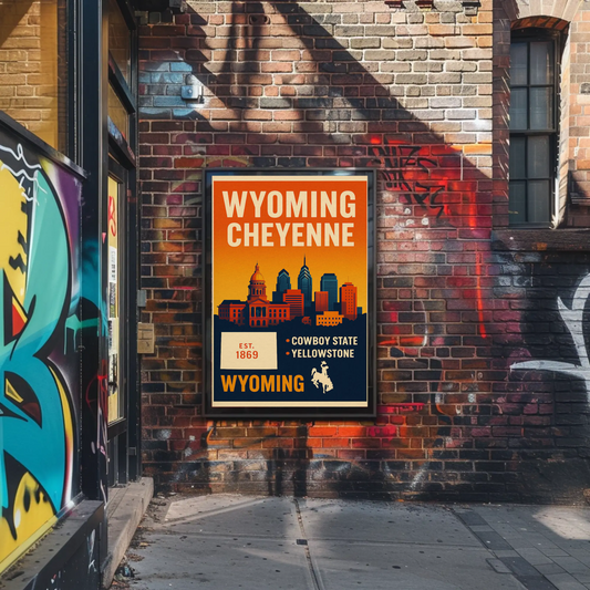 Wyoming Cheyenne Cowboy State Capitol Yellowstone Sunset Travel Poster