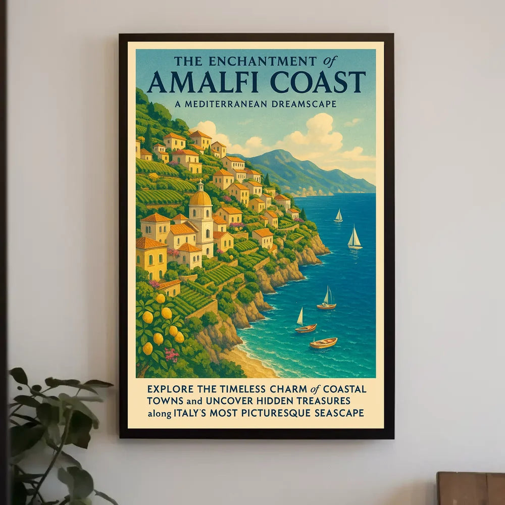 Amalfi Coast Travel Dreamscape Vintage Art Poster