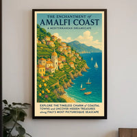 Amalfi Coast Travel Dreamscape Vintage Art Poster