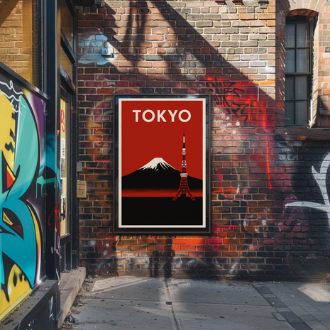 Stylized Tokyo Landmarks: Vintage Travel Poster