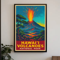 Hawaii Volcanoes Travel Art Deco Poster