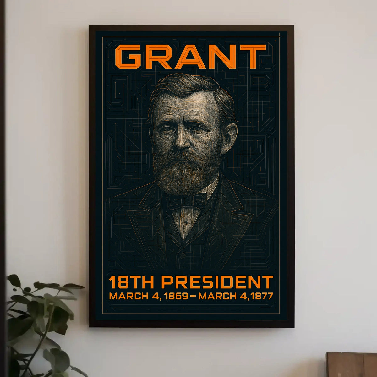 Ulysses S. Grant 18th President of the United States Techno Schematic Poster