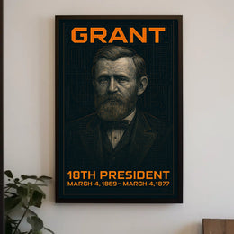Ulysses S. Grant 18th President of the United States Techno Schematic Poster