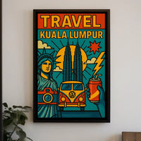 Kuala Lumpur Adventure Retro Travel Poster