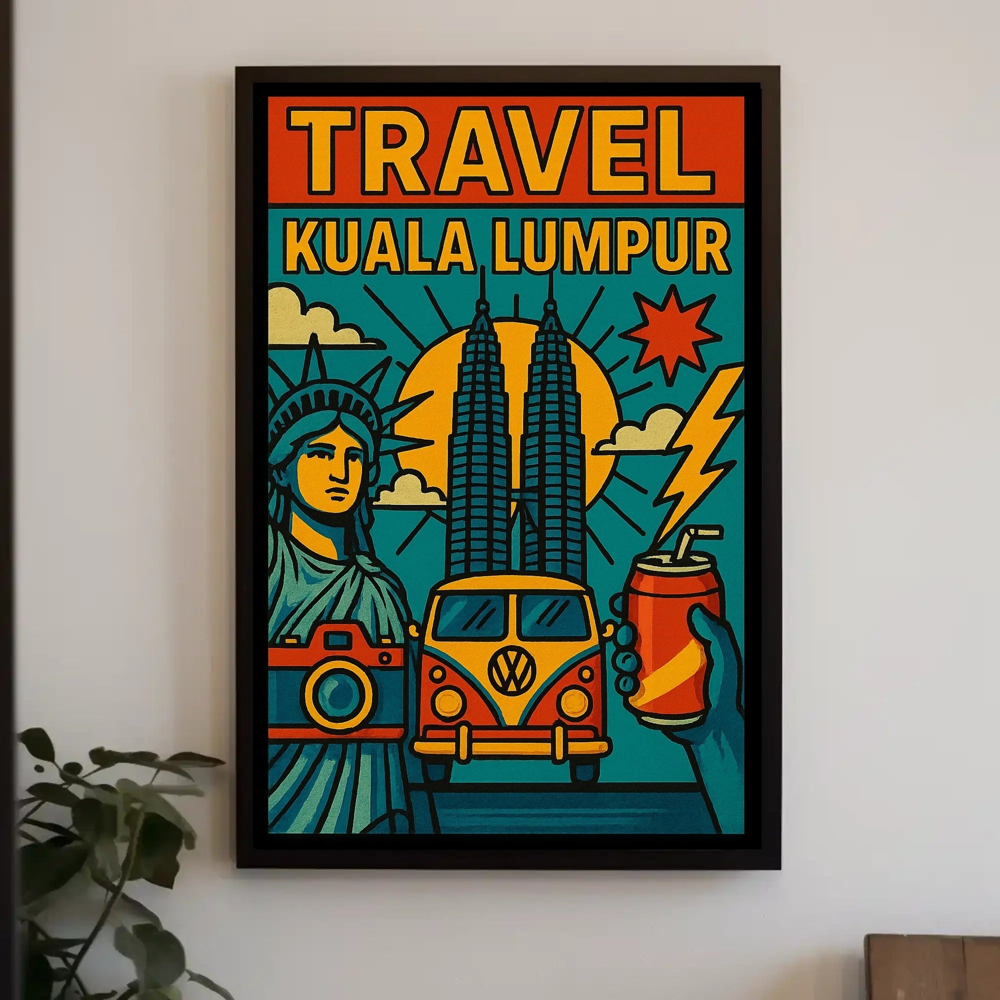 Kuala Lumpur Adventure Retro Travel Poster