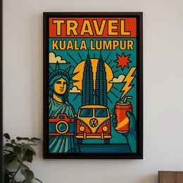 Kuala Lumpur Adventure Retro Travel Poster