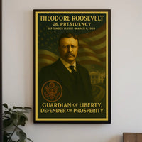 Theodore Roosevelt American Flag Artistic Historical Presidential Poster