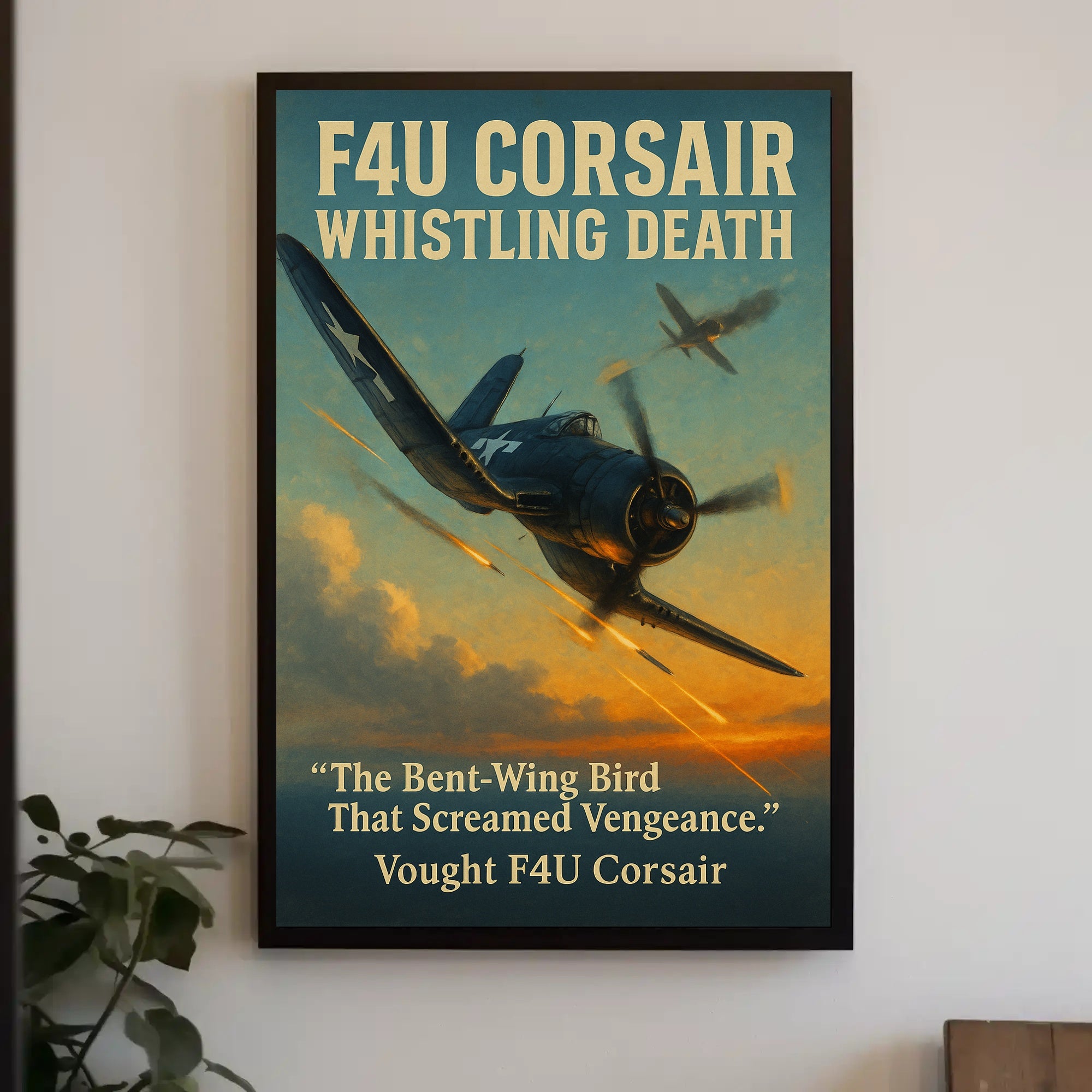 Stylized WWII Vought F4U Corsair Aircraft Poster