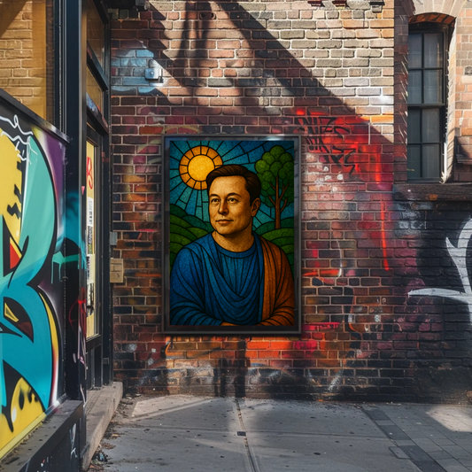 Elon Musk Modern Icon Stained Glass Poster