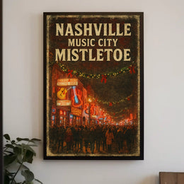 Nashville Music City Mistletoe Poster