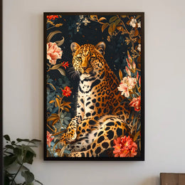 Majestic Leopard Wall Art in Bloom Print