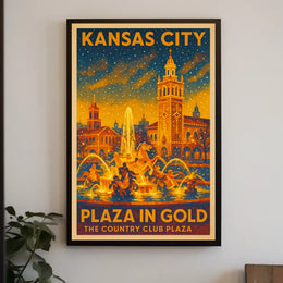 Kansas City Plaza in Gold Poster