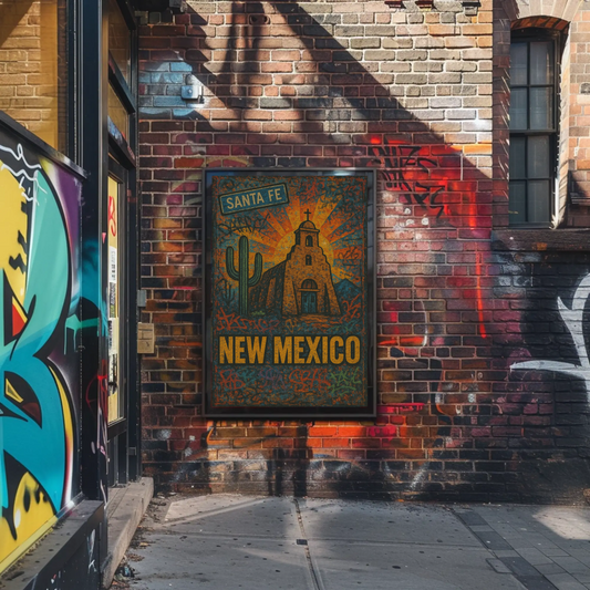 Santa Fe New Mexico Cactus Travel Poster