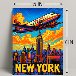 New York City Skyline Retro Poster PosterGoat