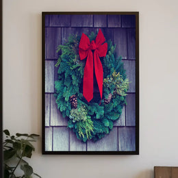 Festive Green Wreath Photorealistic Christmas Decoration Poster