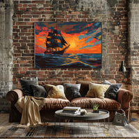 Majestic Sailing Ship at Sunset Art Poster