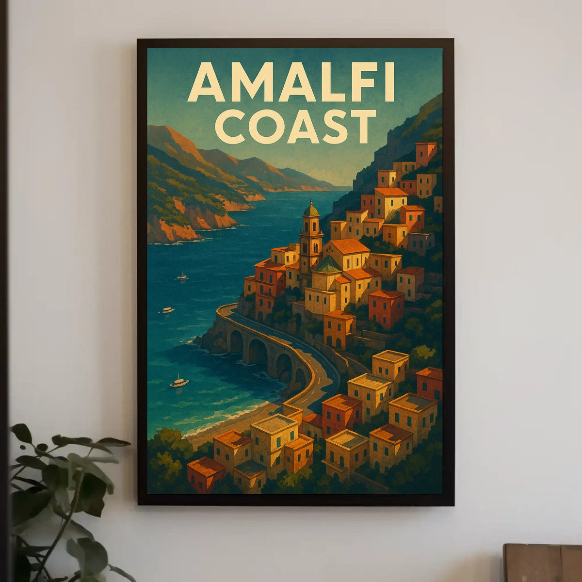 Amalfi Coast Poster 18x24 Wall Art for Coastal Decor Home