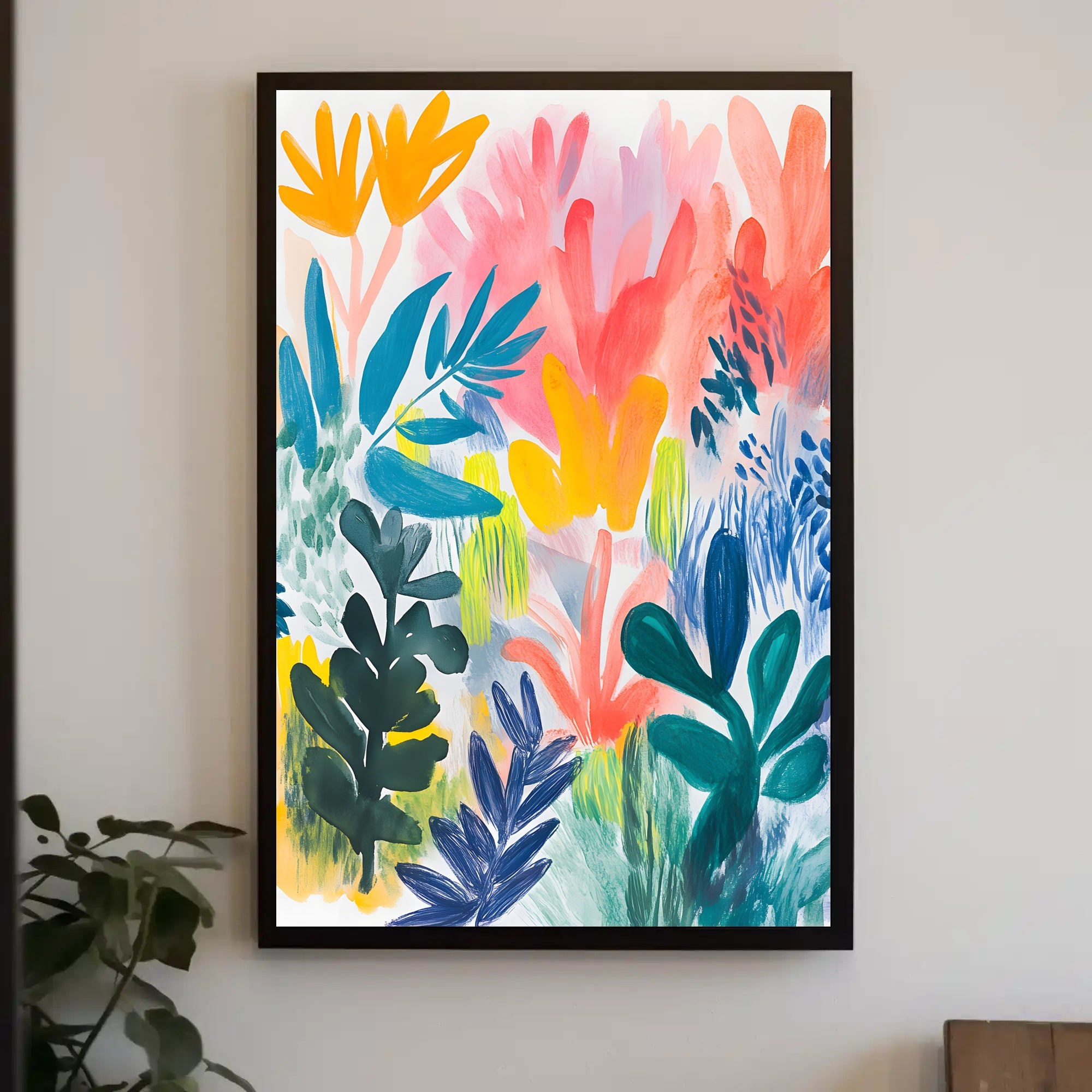 Abstract Foliage Poster Wall Art with Vibrant Colors