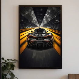 High-Speed Sports Car in Futuristic Tunnel Sports Poster