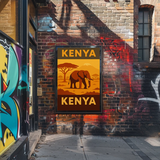 Kenya's Majestic Wildlife Safari Vintage Travel Poster