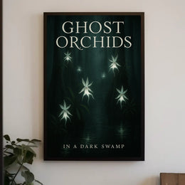 Ghost Orchids In A Dark Swamp Poster