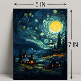Starry Night Village Poster