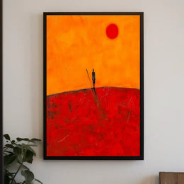 Solitary Journey Sunset Poster Minimalist Wall Art