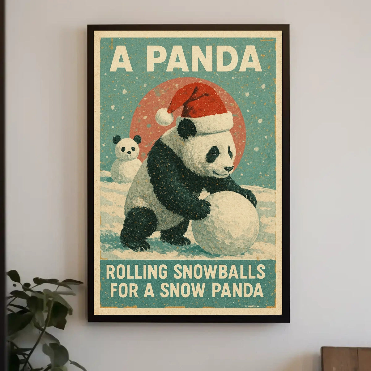 Winter Panda Scene Poster